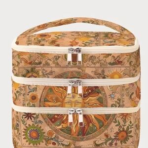 3 Piece Floral Sun Patterned Tan Bag